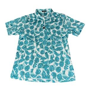 Bad Birdie Bam Bam Performance Golf Teal Baby Blue Polo Shirt Men Size Large‎